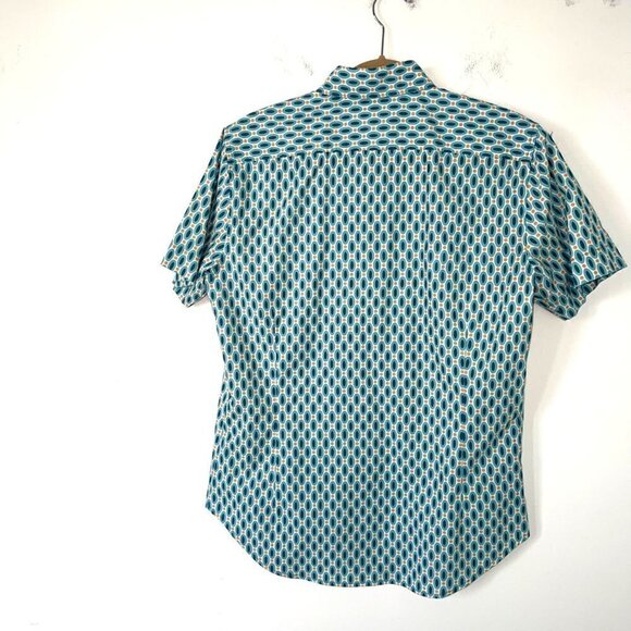 Envelop Jim Smith Button Front Shirt Mens Size Small S Cotton Short Sleeve Blue - Picture 6 of 7